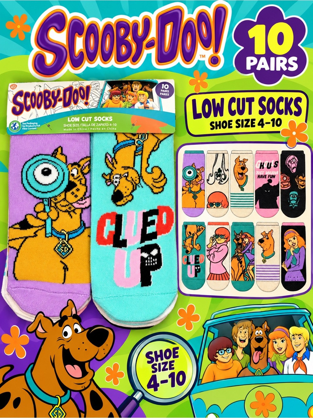 NWT Scooby Doo & the Gang Low Cut Socks 10-Pack